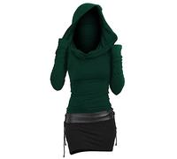 cfpqv Abito gotico, da donna, a maniche lunghe, con cappuccio, per il rinascimento medievale, per carnevale, Halloween, feste, costume retrò, Halloween, per le donne