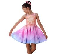 cfpqv Bambina ragazza senza maniche stampa floreale abito principessa danza abiti vestiti libri di immagini di Natale, Colore: rosa., 6-7 Jahre