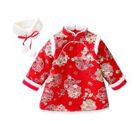 cfpqv Bambino Bambino Ragazza Vestiti di Natale Manica Lunga Santa Renna A Strisce Abito Principessa Volant Abito Gonna A Piume, Colore: rosso, 12-18 Monate