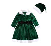 cfpqv Bambino Bambino Ragazza Vestiti di Natale Manica Lunga Santa Renna A Strisce Vestito Principessa Volant Vestito Vestito Premaman, verde, 12-18 Mesi