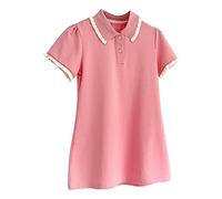 cfpqv Bambino Ragazza Casual Tinta unita Manica Corta Collo Alto Collo Alto Una Linea Abito Principessa Vestiti Gonne, Colore: rosso, 12-18 Monate