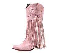 cfpqv Cowboy Boots - Stivali da cowboy, da donna, con frange, antivento, da cowboy, da western, a temperamatite Chelsea, comodi da cowboy, antiscivolo, a tubo centrale, Colore: rosa., 42 EU