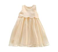 cfpqv Dolce prendisole per ragazza, petalo, girocollo, senza maniche, linea A-per 0-6 Sedotto dai lupi, beige., 18-24 Monate