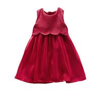 cfpqv Dolce prendisole per ragazza, petalo, girocollo, senza maniche, linea A-per 0-6 Sedotto dai lupi, Colore: rosso, 12-18 Monate