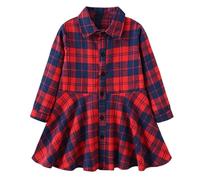 cfpqv Europe and The States Children's Clothing Girl Plaid Shirt Children Skirt Spring and Autumn New Medium Children Waist Slim Fit Casual Dress Girls Gonne Taglia 140, Colore: rosso, 3-4 Jahre