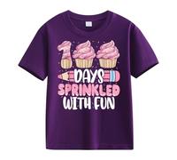 cfpqv Girls and Boys Casual Short Sleeved 100 Days of School Opening 100 Day Anniversary Personality Loose Short Sleeved NEN Hoodie, Lilla, 3-4 Jahre