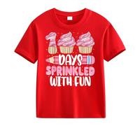 cfpqv Girls and Boys Casual Short Sleeved 100 Days of School Opening 100 Day Anniversary Personality Loose Short Sleeved NEN Hoodie, Colore: rosso, 6-7 Jahre
