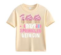 cfpqv Girls and Boys Casual Short Sleeved 100 Days of School Opening 100 Day Anniversary Personality Loose Short Sleeved NEN Hoodie, beige., 6-7 Jahre