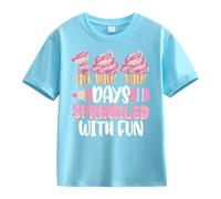 cfpqv Girls and Boys Casual Short Sleeved 100 Days of School Opening 100 Day Anniversary Personality Loose Short Sleeved NEN Hoodie, Azzurro, 4-5 Jahre