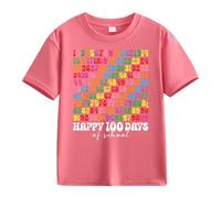 cfpqv Girls and Boys Casual Short Sleeved T Shirt 100 Days of School Opening 100 Days Anniversary Personality Loose Short Sleeved Jackenspange, rosa intenso, 6-7 Jahre