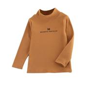 cfpqv Girl's Autumn and Winter Mid Collar Warm Solid Color Long Sleeved Bottom Shirt Magnetschmuck Ring, caffè, 9-10 Jahre