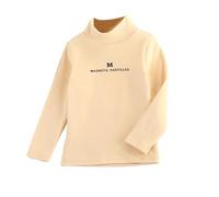 cfpqv Girl's Autumn and Winter Mid Collar Warm Solid Color Long Sleeved Bottom Shirt Magnetschmuck Ring, beige., 3-4 Jahre