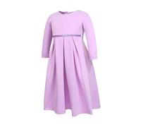cfpqv Girls' Children's Spring And Autumn Models Long Sleeved Round Neck Dress Bow Head Scarf 3 Pezzi Set Catena Pantaloni, Lilla, 1 anno