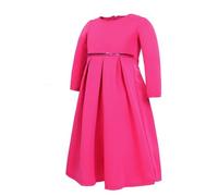 cfpqv Girls' Children's Spring And Autumn Models Long Sleeved Round Neck Dress Bow Head Scarf 3 Pezzi Set Catena Pantaloni, rosa intenso, 2 anni