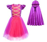 cfpqv Girl's Flying Sleeve Skirt A Line Skirt with Cloak Dress Cosplay cintura catena (viola, 6-7 anni)