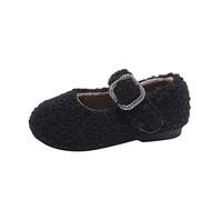 cfpqv Loafers, scarpe basse da ragazza, scarpe invernali, ballerine, autunno, inverno, per bambini, calde, per il tempo libero, in peluche Mary Jane, Nero , 30 EU