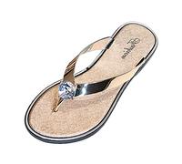cfpqv Pantofole da donna con strass, antiscivolo, leggere, estive, da bagno, da spiaggia, oro rosa., 42 EU