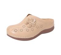 cfpqv Pantofole da donna con tacco, ortopediche, con plateau e plateau, con fiori, sandali chiusi, estivi, comodi da scavare, oro rosa., 40 EU