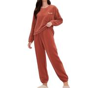 cfpqv Pigiama Donna Pile Invernale Caldo Pigiami da Notte Top Manica Lunghe E Pantaloni Caldo da Casa per Lounge E Sleepwear Notte Caldi Pjs per Donna Pigiami Due Pezzi da Donna E Uomo