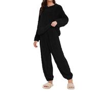 cfpqv Pigiama Invernale Donna Caldo Invernale Pigiami Due Pezzi Notte Maniche Lunghe Set Pigiama Morbido Girocollo Felpato Pigiami Donna Spesso Termico Abbigliamento da Casa Taglie Forti