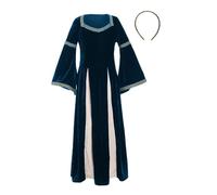 cfpqv Ragazze Vintage Maniche svasate Abito Lungo Cabaret Costume Da Palcoscenico Vestito 128, Blu marino, 4-6 Anni