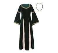 cfpqv Ragazze Vintage Maniche svasate Abito Lungo Cabaret Costume Da Palcoscenico Vestito 128, verde, 10-12 anni