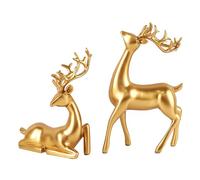 cfpqv Reindeer Christmas Decorations Deer Ornaments 2pcs Resin Sitting and Standing Deer Statues Black Modern Style Christmas Reindeer Figurines Desk Ornamento per Livingroom Sexy (oro, taglia unica)