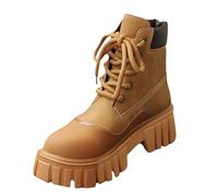 cfpqv Stivaletti da donna con suola spessa, a mezza altezza, invernali, caldi, antivento, comodi, invernali, per il tempo libero, da donna, leggeri e mezzi alti, marrone, 40 EU