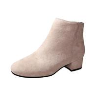 cfpqv Stivaletti da donna in pelle scamosciata, bianco, 40 EU