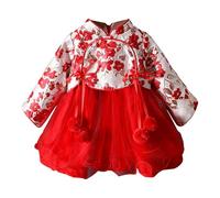 cfpqv Toddler Kids Baby Children Fairy Dresses for Chinese New Year Fleece Lined Warm Dresses Embroidery Tang Suit with Bag Performance Costumes Damen Red, Colore: rosso, 12-18 Monate