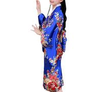 cfpqv Vestiti da bambina a maniche lunghe Kimono Robe Giapponese Tradizionale Costume Vacanza Vestiti Storie d'Avvento in 24 capitoli, Blu, 5-6 Jahre