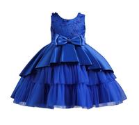 cfpqv Vestito da bambina per la primavera e il compleanno dei bambini, abito da principessa, tutù, gonna, da ragazza, per il pianoforte, da sera, per il tempo libero, Blu, 7-8 Jahre