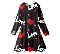 cfpqv Vestito per bambini e bambine, per San Valentino, vestito per l'amore con il cuore, con volant, abito per la primavera, abito per l'avvento, n, 2-3 Jahre