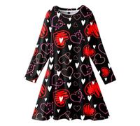cfpqv Vestito per bambini e bambine, per San Valentino, vestito per l'amore con il cuore, con volant, abito per la primavera, abito per l'avvento, m, 5-6 Jahre