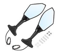 CFTGIW 2 Pezzi Specchietto Retrovisore a LED per Moto Modificato Specchietto Retrovisore a LED per Moto Modificato Guscio Lampada con Luce per Motociclette Giapponesi Specchio per a (BLACK)