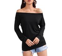 CFTGIW Camicetta a Spalla Manica Pura Colore Colletto Una Linea Casual alla Moda per Donne Grigia S Spalla Topspure Color Tops Blousevewomen Topswomen Topswomen (M)