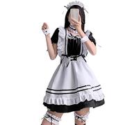 CFTGIW Costume da Cameriera con Volant e Volant, Grazioso Fiocco, Grembiule, Vestito, Cosplay, Trucco, con Copricapo, Collo, Gamba, per la Festa, Bianco L, Eleganza, Questa femminilità Che Crea (#2)