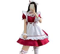 CFTGIW Costume da Cameriera con Volant e Volant, Grazioso Fiocco, Grembiule, Vestito, Cosplay, Trucco, con Copricapo, Collo, Gamba, per la Festa, Bianco L, Eleganza, Questa femminilità Che Crea