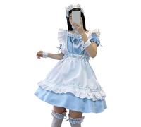 CFTGIW Costume da Cameriera con Volant e Volant, Grazioso Fiocco, Grembiule, Vestito, Cosplay, Trucco, con Copricapo, Collo, Gamba, per la Festa, Bianco L, Eleganza, Questa femminilità Che Crea