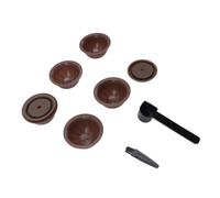 CFTGIW Kit Capsule Riutilizzabili per Macchina da caffè, 5 Cialde Ricaricabili Vuote, 2 Dischi in Silicone, Cucchiaio e Pennello Facile Preparazione del caffè (BROWN)
