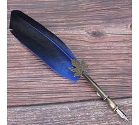 CFTGIW Penna di Scrittura di Piume di Vintage Caligrafia Inchiostro Quill Dip Pen con Scatola in Acciaio Eleg Office Supplietchool Forniture per la Scrittura Tool Home Decorholiday (BLUE)