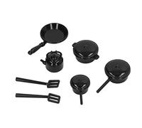 CFTGIW Pentole E Padelle in Miniatura per Casa delle Bambole 1/12 Pentole da Cucina per Casa delle Bambole con Coperchi, Forchette, Bottiglia d'acqua per Accessori per delle, Materiale Non