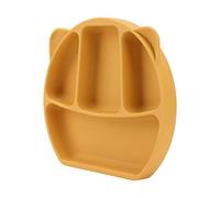 CFTGIW Piatto per Bambini in Silicone Diviso a 3 Scomparti Ciotola per Bambini con Forchetta Cucchiaio per Mangiare Giallo in Ordine per l'alimentazione 3 Questo Piatto Diviso Che Ha Servito il per