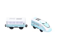 CFTGIW Trenino Elettrico a Batteria con Collegamento Magnetico, Giocattolo con Carrozza Locomotiva per Bambini, la Vecchia Attrazione Blu e Bianca Funziona con il Set Be e Magnetico (blu e bianco)