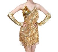 CFWSHJ Abito da Donna con Frange, Paillettes, Nappe, Latino, Tango, Salsa, Rumba, palcoscenico, Sala da Ballo, Vestito con Guanti