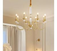 CFWSHJ American Brass lampadario guidato a lume di Candela Francese Studio per la della Camera da Letto Villa Hotel Bar Cafe Lampada (B Gold 8 Luci)