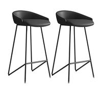 CFWSHJ Base Metallo centesimi con Un po Schiena e poggiapiedi, sgabelli da Bar Senza Braccia in Pelle Fucice PU Set di (Nero, 65 cm)