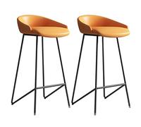 CFWSHJ Base Metallo centesimi con Una Piccola Schiena e poggiapiedi, sgabelli da Bar in Pelle Finta per puttani Senza Braccia Set di (Arancione, 75 cm)