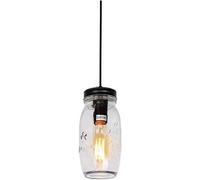 CFWSHJ Ciondolo a Bolla di Nera Lampada Metallo Testa Trasparente Vetro Compatibile con Fattoria in Fabbrica, Luce del soffitto