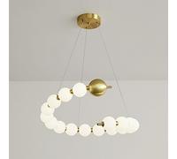 CFWSHJ Classico Sfera Bianca lattiginosa Antica Decorazione la casa Rame Medio secolo Moderno Vintage Lampada costiera girata Il lampadario a LED per Sala da Pranzo Soggiorno/Diametro 62 cm